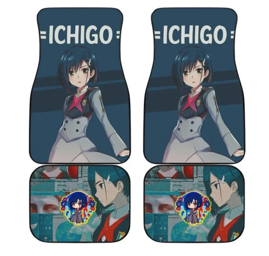 Darling In The Franxx Car Mats Chibi Ichigo Darling In The Franxx Car Floor Mats Blue