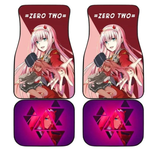 Darling In The Franxx Car Mats Zero Two Anime Character Graphic Car Floor Mats Red Purple