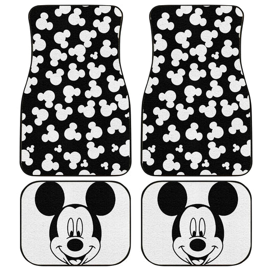 MM Car Mats DN MM Face Graphic Mouse Head Pattern Car Floor Mats Black White