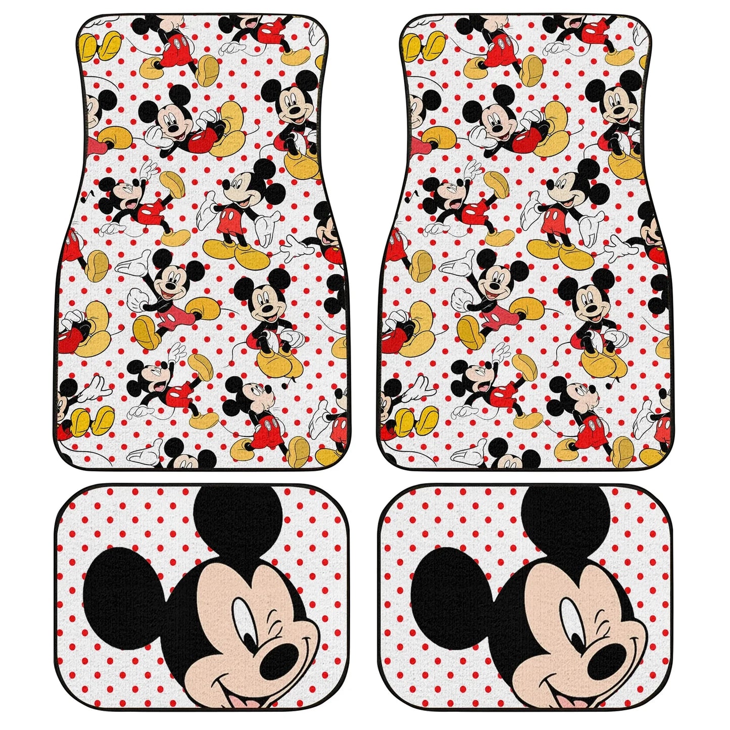 MM Car Mats DN MM All Poses Dot Pattern Car Floor Mats White Red