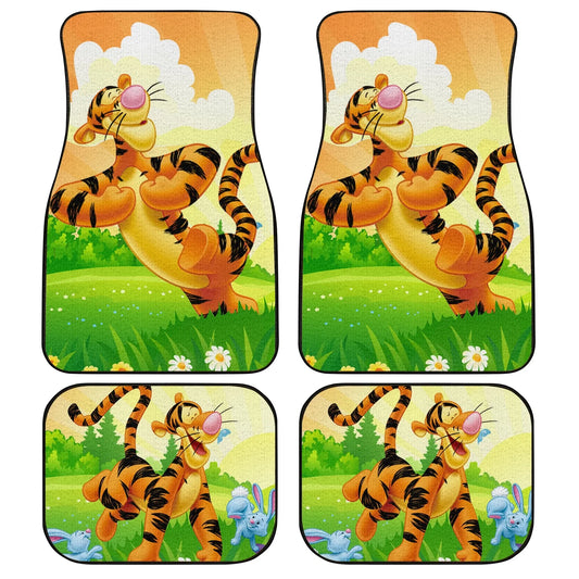 WTP Car Mats Tigger Character On The Field Car Floor Mats Orange Green