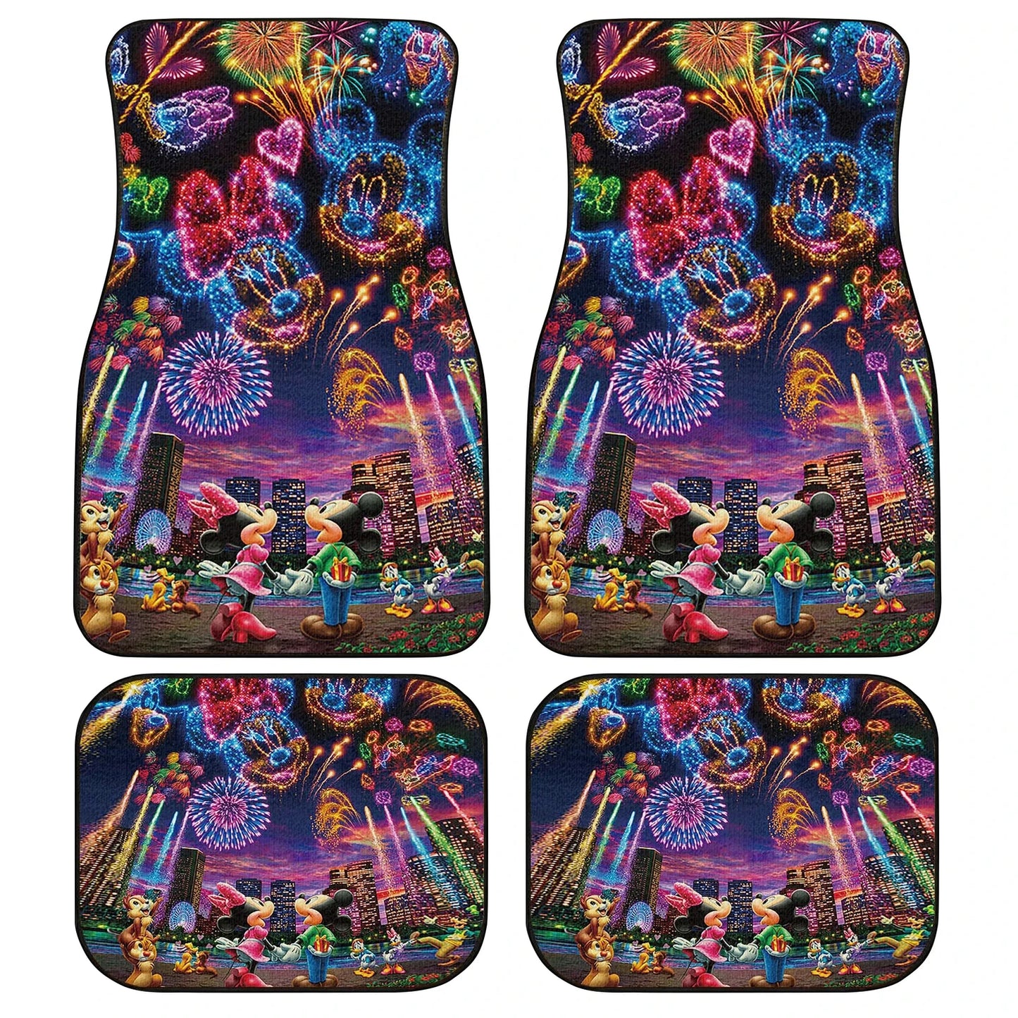 DN Car Mats DN Characters Watching Fireworks Car Floor Mats Colorful