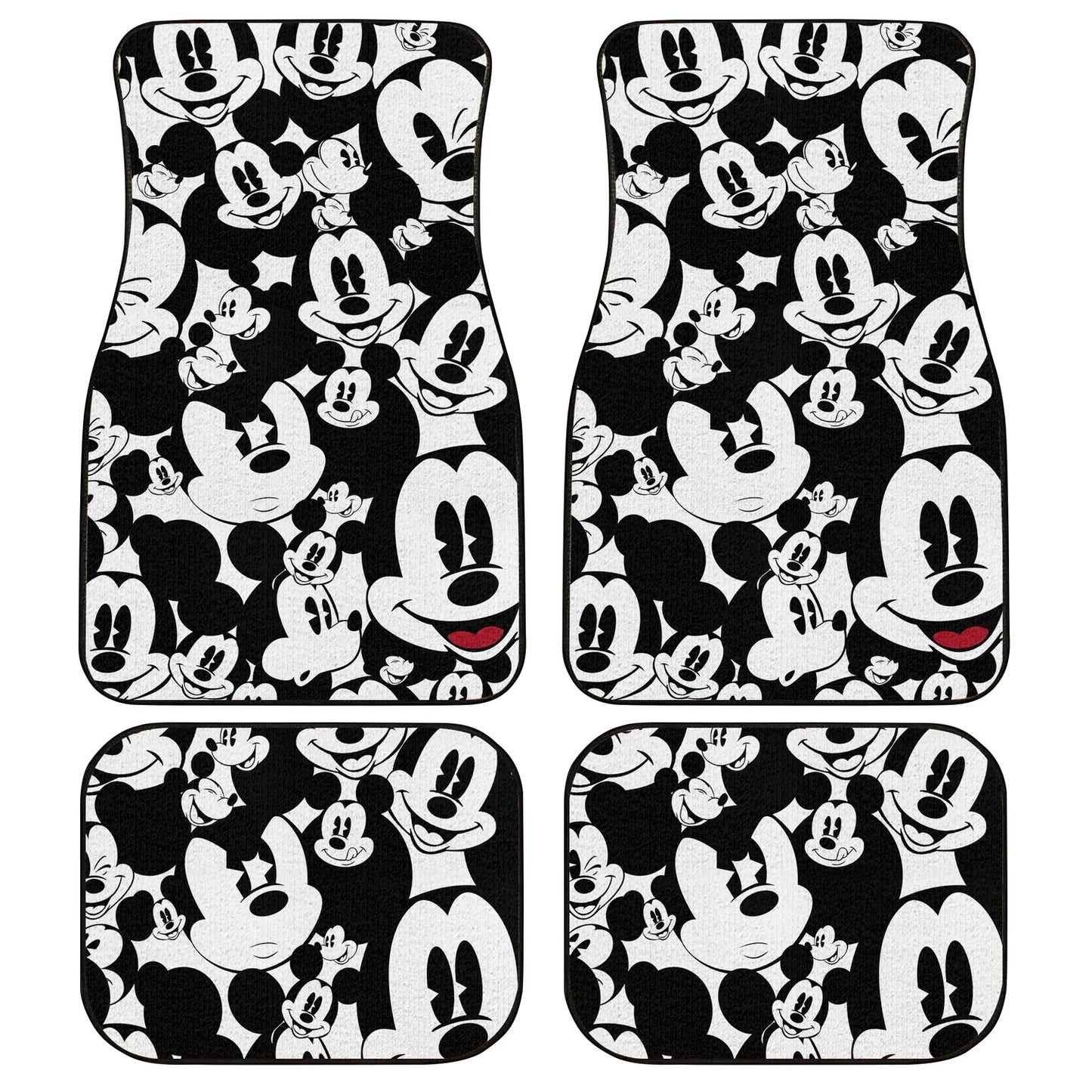 MM Car Mats DN MM Emotions Doodle Pattern Car Floor Mats Black White