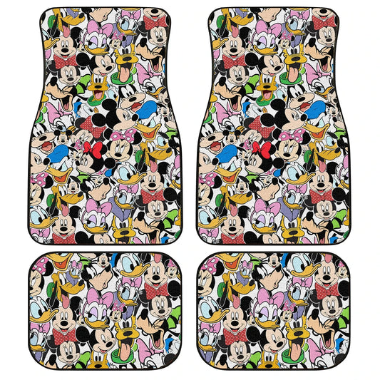 DN Car Mats MM And Friends Face Doodle Pattern Car Floor Mats Colorful