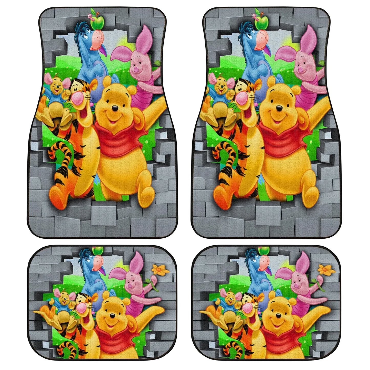 WTP Car Mats WTP And Friends Breaks The Wall Car Floor Mats Colorful