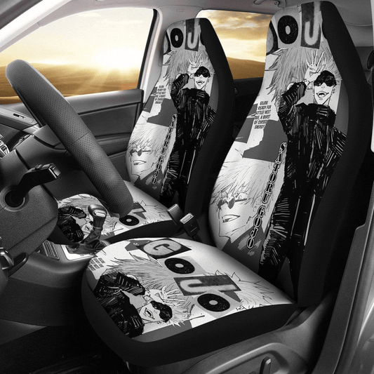 Jujutsu Kaisen Car Seat Covers Satoru Gojo Jujutsu Kaisen Manga Seat Covers Black White