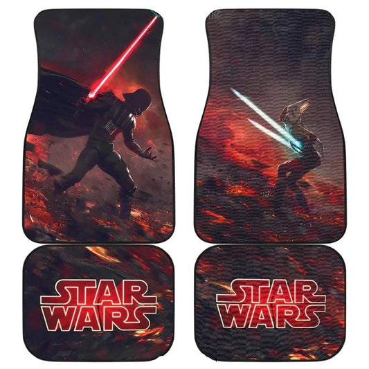 SW Car Mats SW Ahsoka Tano Vs Darth Vader Fighting Car Floor Mats Black Red