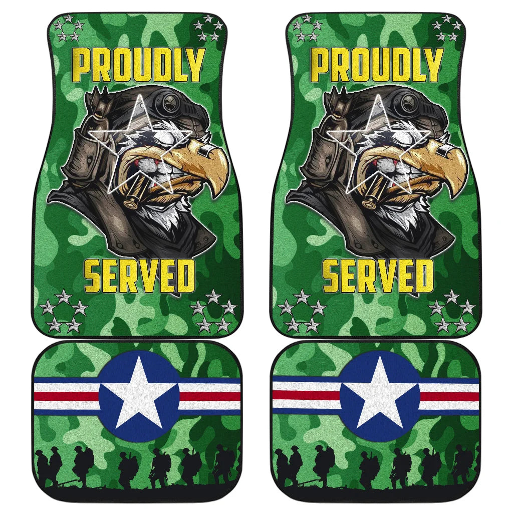 Veteran Car Mats Proudly Served Military Camo Pattern Car Floor Mats Green