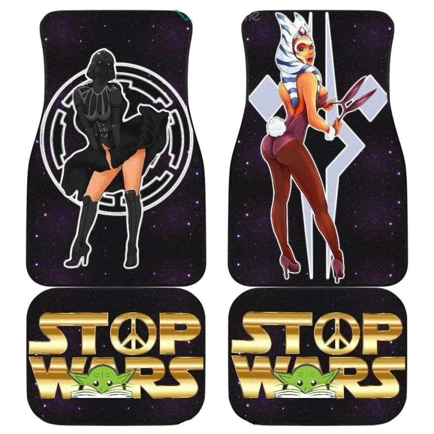 SW Car Mats Darth Vader Vs Ahsoka Tona Stop Wars Car Floor Mats Black