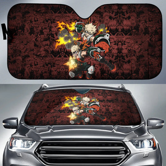 My Hero Academia Car Sun Shade Katsuki Bakugo Character Manga Pattern Winshield Sun Shade Red