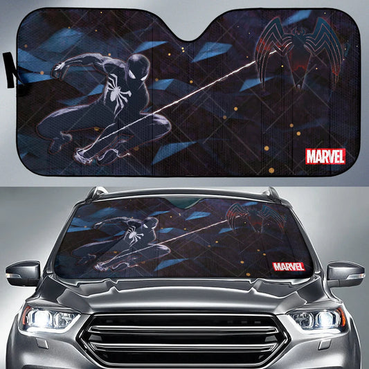 Spiderman Car Sun Shade Black Spiderman Symbol Graphic Winshield Sun Shade Black