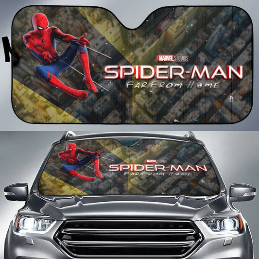 Spiderman Car Sun Shade Spiderman Far From Home Graphic Winshield Sun Shade Black Red