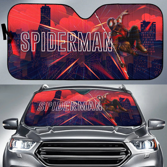 Spiderman Car Sun Shade Gaming Spiderman In The City Winshield Sun Shade Red