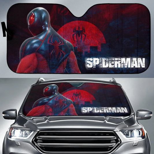 Spiderman Car Sun Shade Spiderman Graphic And Symbol Pattern Winshield Sun Shade Black Red