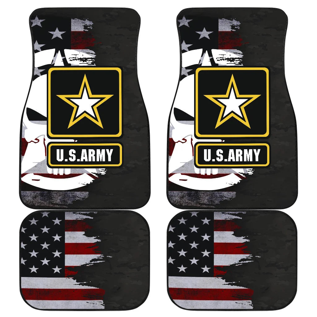 Veteran Car Mats US Army Skull American Flag Car Floor Mats Black