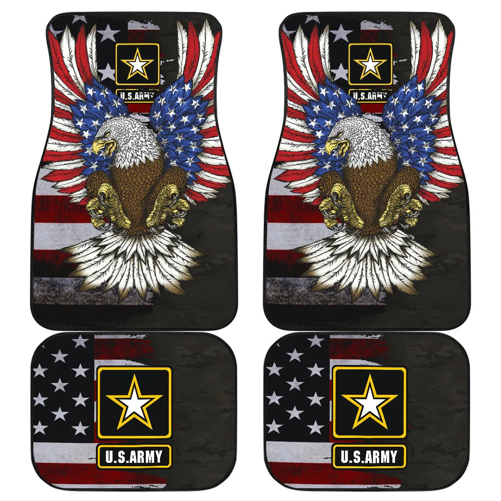 Veteran Car Mats US Army American Flag And Eagle Graphic Car Floor Mats Colorful