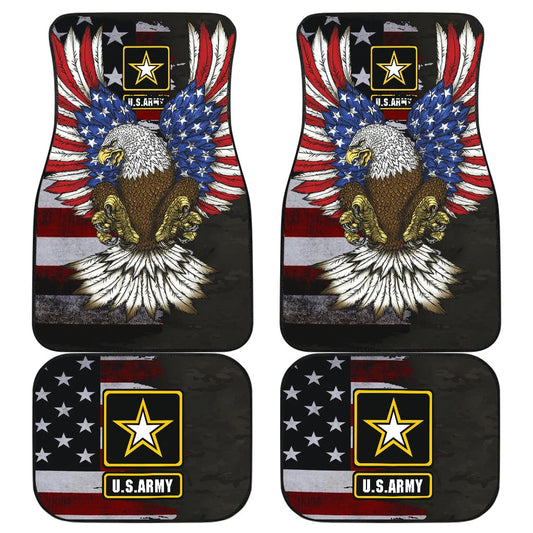 Veteran Car Mats US Army American Flag And Eagle Graphic Car Floor Mats Colorful