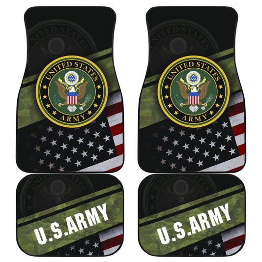 Veteran Car Mats US Army Logo American Flag Shadow Pattern Car Floor Mats Black