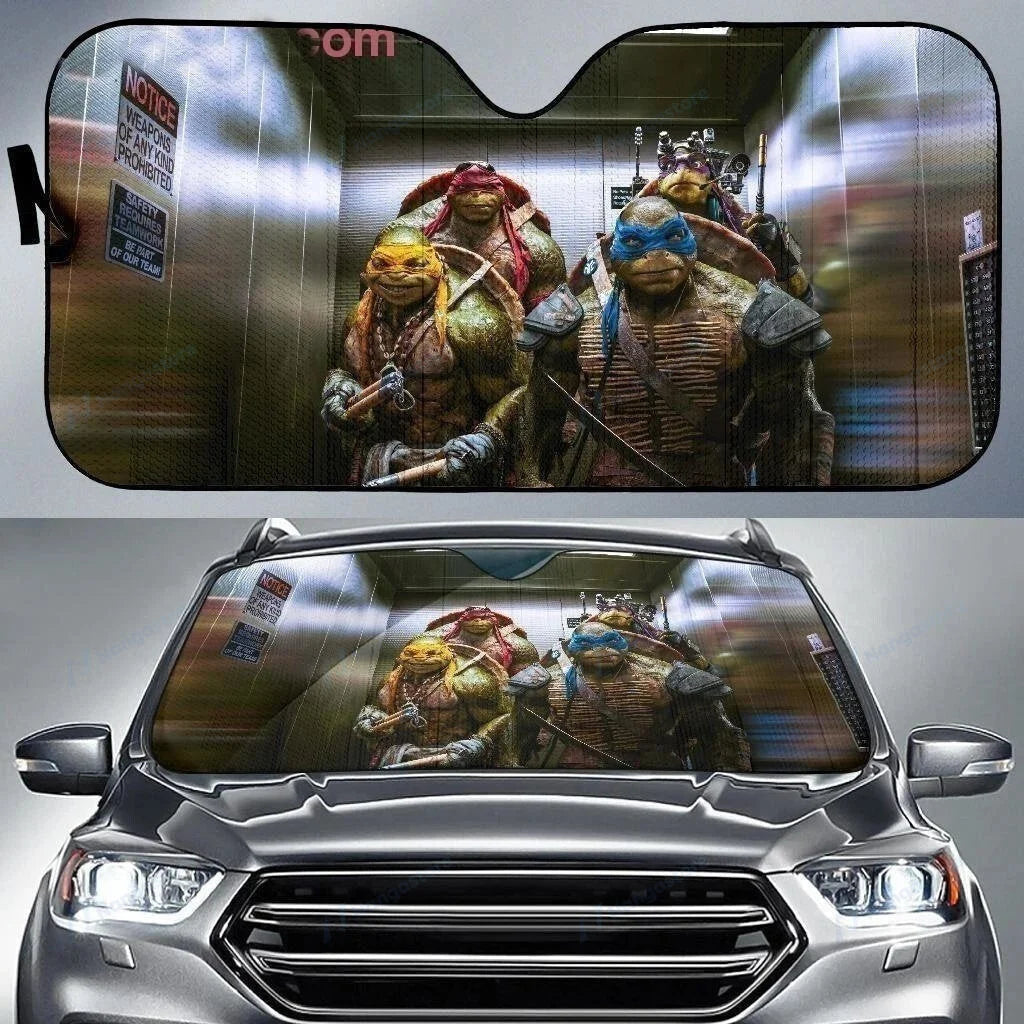 TMNT Car Sun Shade Ninja Turtles In Elevator Winshield Sun Shade Colorful