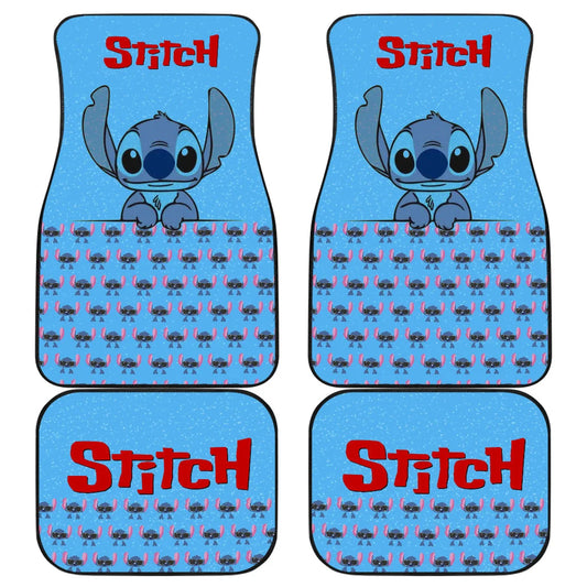 Stitch Car Mats DN Stitch Cute Face Graphic And Pattern Car Floor Mats Blue