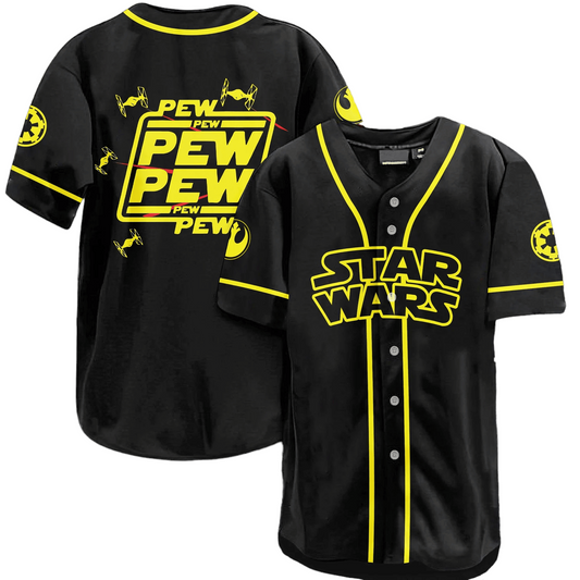 Star Wars Jersey Star Wars Pew Pew Pew Pew Black Yellow Jersey Shirt Star Wars Baseball Jersey For Men