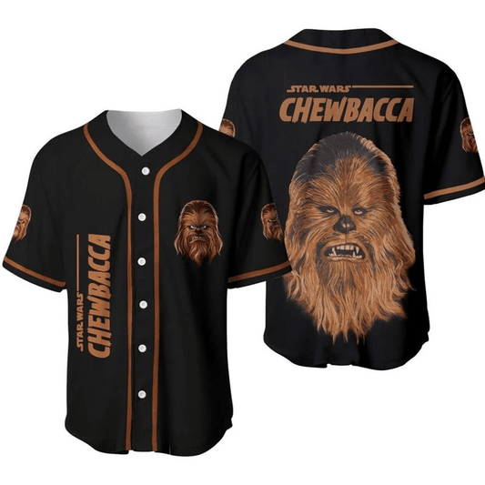 Star Wars Jersey Star Wars Chewbacca Graphic Brown Black Jersey Shirt Star Wars Baseball Jersey For Men