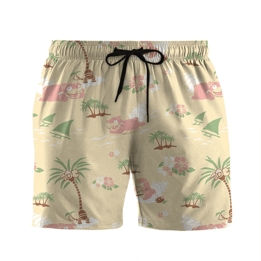 PKM Shorts PKM Exeggutor Slowbro Summer Pattern Beach Shorts Yellow