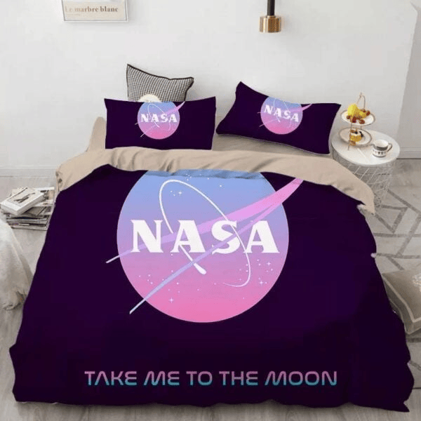 NASA Bedding Set NASA Space Take Me To The Moon Duvet Covers Black Purple Unique Gift