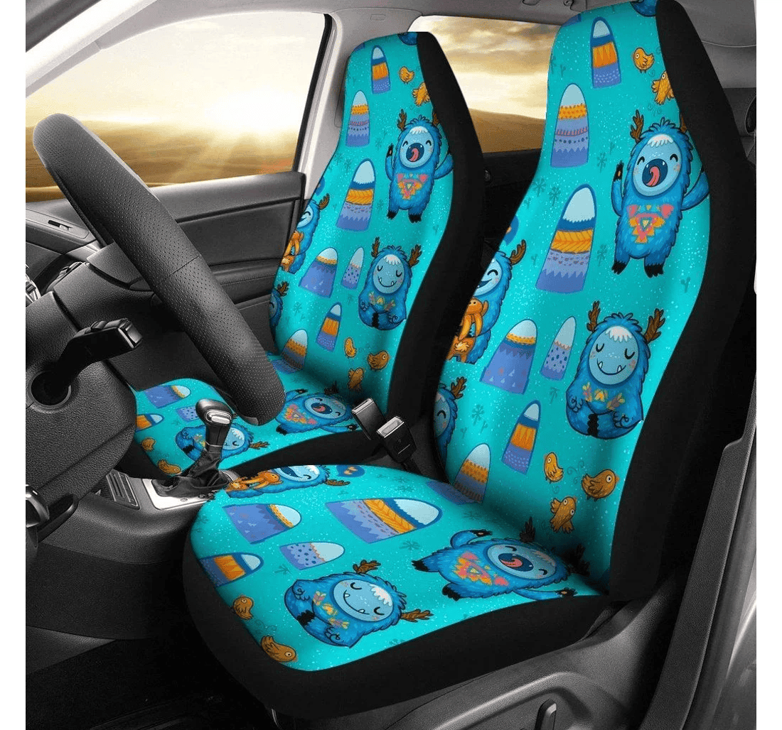 Bigfoot Car Seat Covers Bigfoot All Poses Chicken Pattern Seat Covers Blue