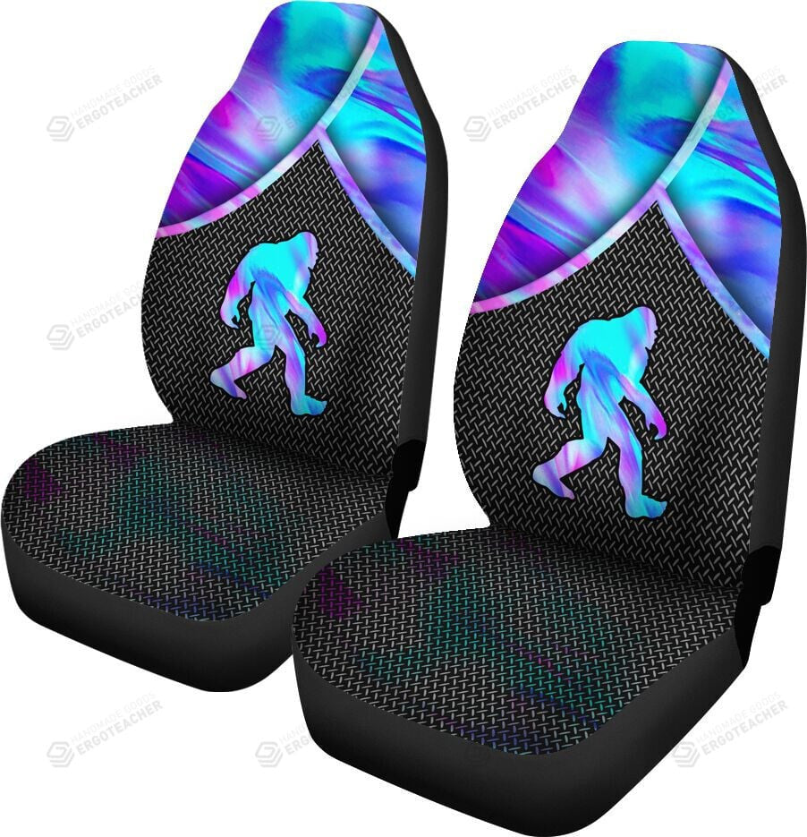 Bigfoot Car Seat Covers Bigfoot Silhouette Metal Leather Pattern Seat Covers Black Blue