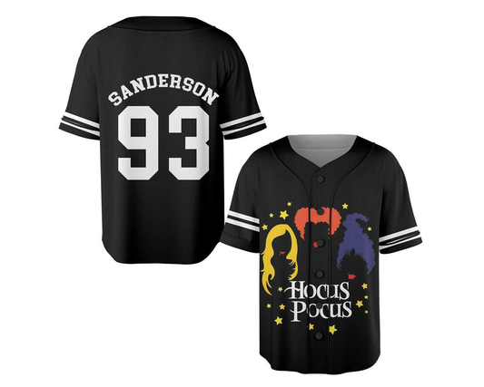 Hocus Pocus Baseball Jersey Sanderson Sisters 93 Hocus Pocus Jersey Shirt Black Unisex Adult New Release