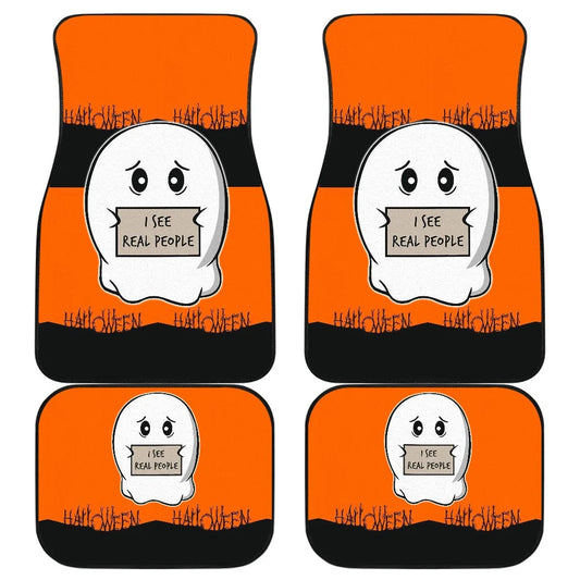 Halloween Car Mats Ghost I See Real People Halloween Car Floor Mats Black Orange