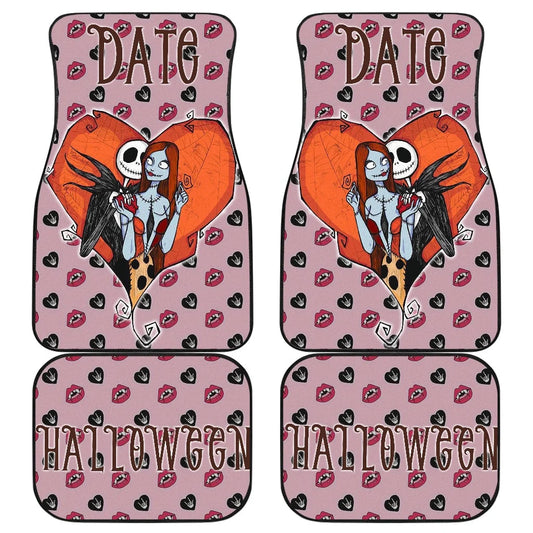 TNBC Car Mats Date Halloween Jack And Sally Heart Pattern Car Floor Mats Pink