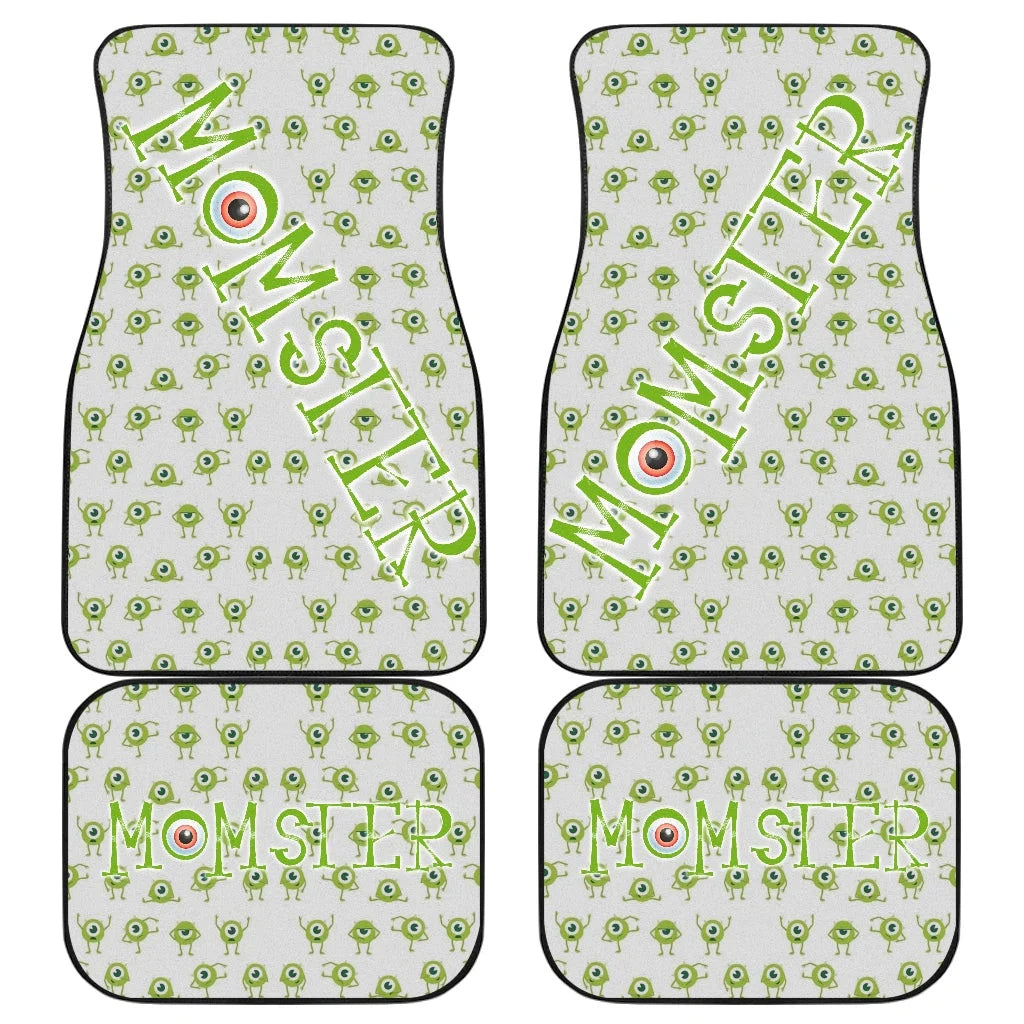 Halloween Car Mats Momster Mike Monster One Eye Patterns Car Floor Mats Gray Green