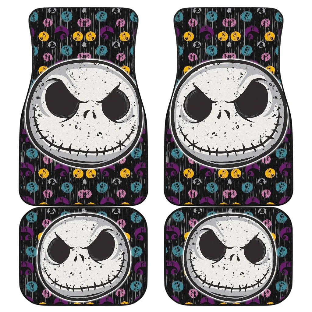 TNBC Car Mats Jack Skellington Head Face Moments Pattern Car Floor Mats Colorful