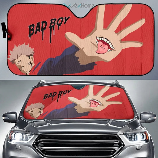 Jujutsu Kaisen Car Sun Shade Bad Boy Sukuna Mouth Hand Winshield Sun Shade Red