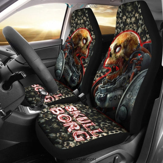 Skull Car Seat Covers Robot Skullborg Skull Pattern Seat Covers Black