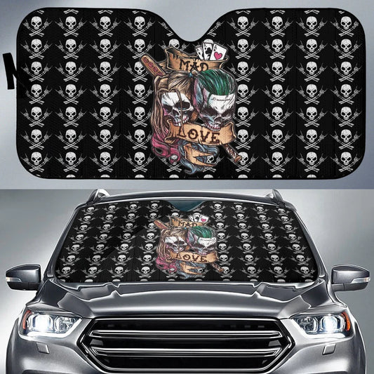 Joker Car Sun Shade Mad Love Harley Quinn And Joker Winshield Sun Shade Black