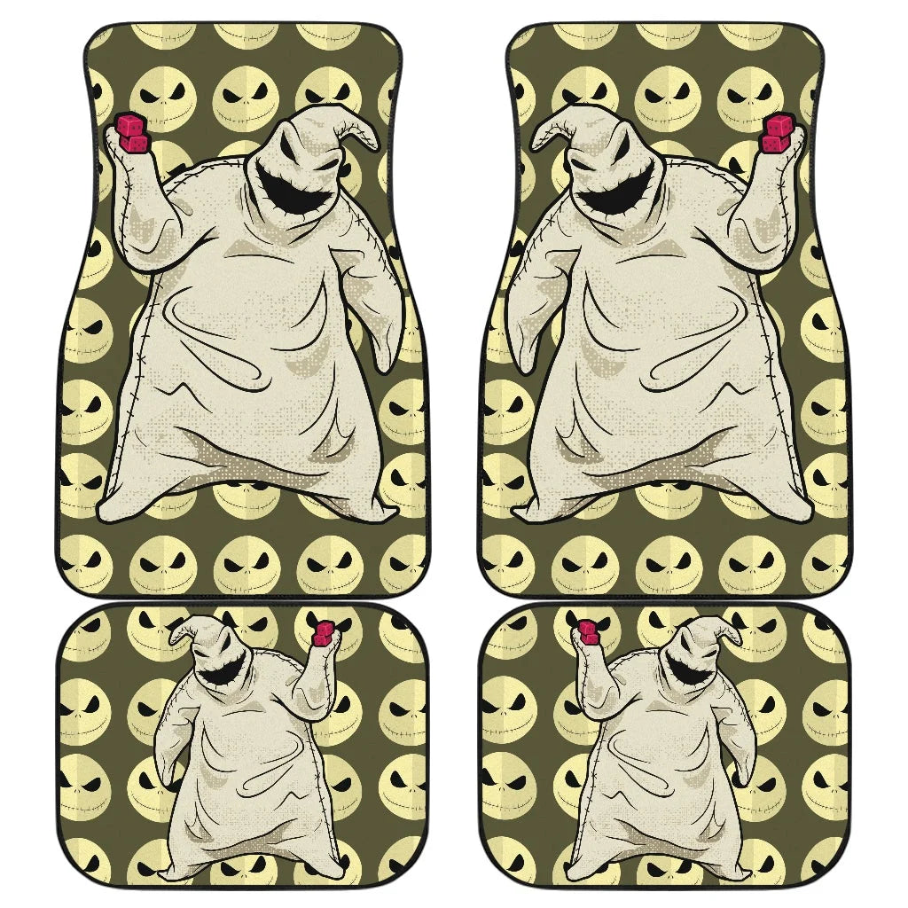 TNBC Car Mats Oogie Boogie Graphic Jack Skellington Face Pattern Car Floor Mats Brown Yellow