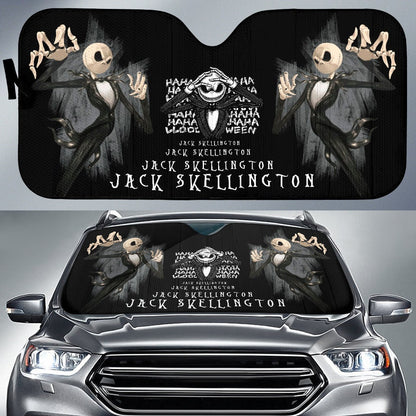 TNBC Car Sun Shade Evil Jack Skellington Laughing Haha Winshield Sun Shade Black