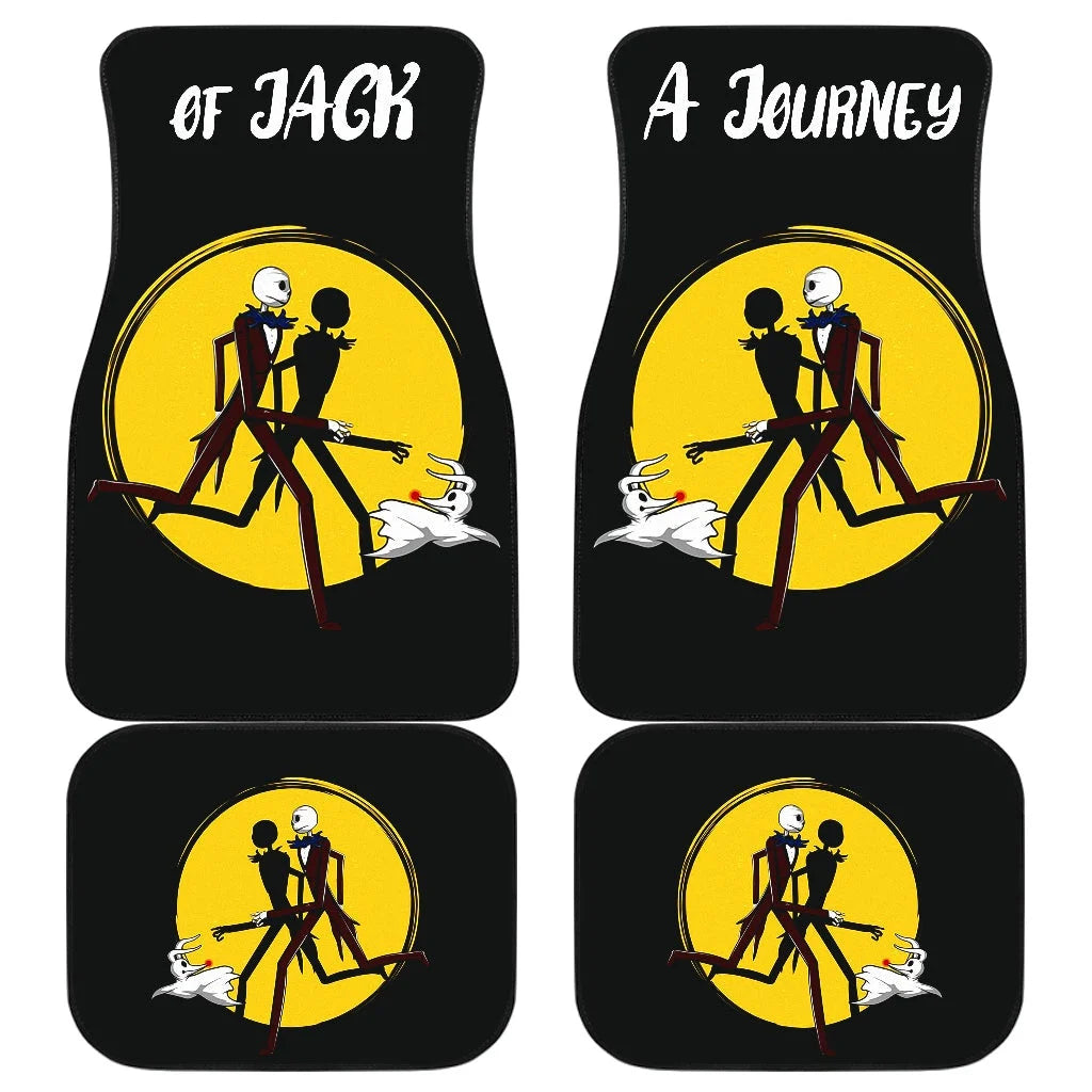 TNBC Car Mats A Journey Of Jack Skellington And Zero Car Floor Mats Black Yellow