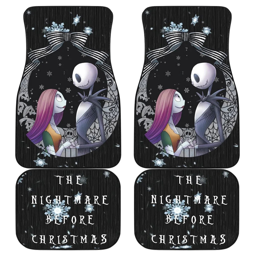 TNBC Car Mats Love Between Jack And Sally Snowflakes Pattern Car Floor Mats Black