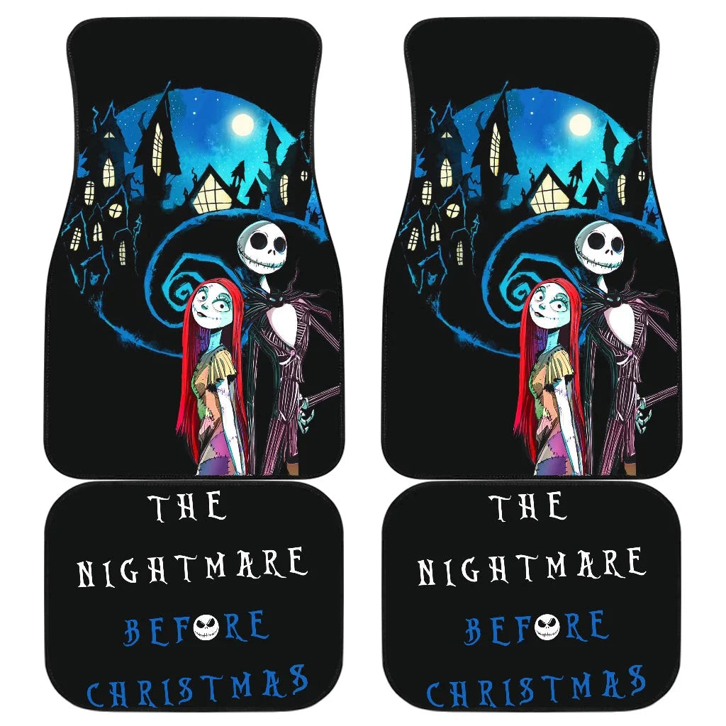 TNBC Car Mats Jack And Sally Town At Night Moon Car Floor Mats Black Blue