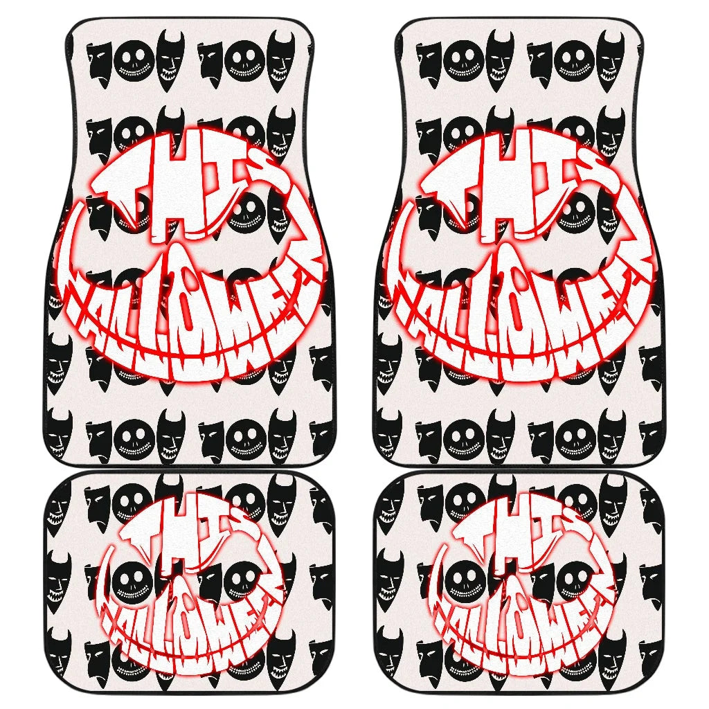 TNBC Car Mats This Halloween Boogie's Boys Pattern Car Floor Mats Black White