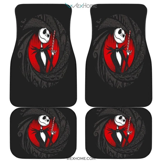 TNBC Car Mats Jack Skellington In James Bond Style Car Floor Mats Black Red