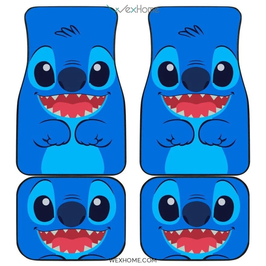 Stitch Car Mats DN Cute Stitch Face Body Detail Pattern Costume Car Floor Mats Blue