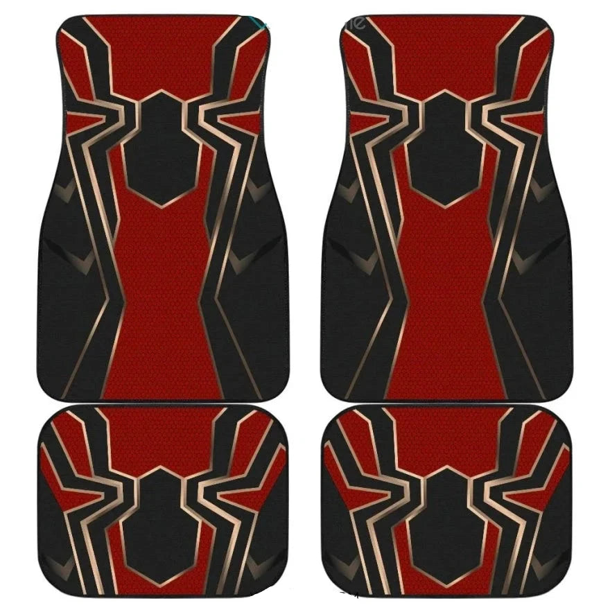 Spiderman Car Mats MV Hero Spiderman Golden Symbol Car Floor Mats Black Red