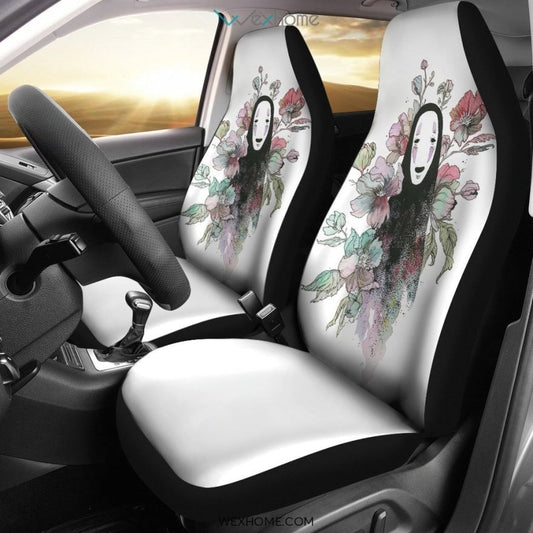 SGhibli Car Seat Covers No Face With Flower Spirited Away Seat Covers White