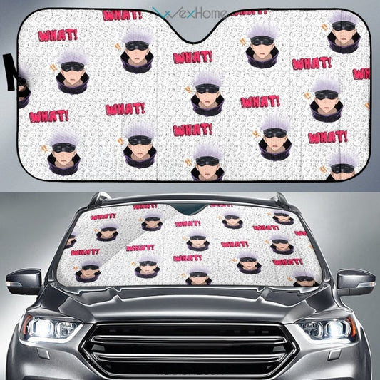 Jujutsu Kaisen Car Sun Shade Satoru Surprise Face What Pattern Winshield Sun Shade White