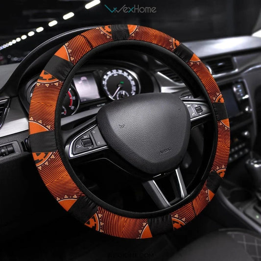 SW Steering Wheel Cover Darth Vader Galactic Empire Symbol Spiral Pattern Driving Wheel Cover Orange